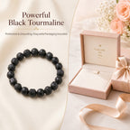 Premium Black Tourmaline Beaded Bracelet | Hand-Polished Natural Gemstone Jewelry for Energy Cleansing