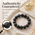 Premium Black Tourmaline Beaded Bracelet | Hand-Polished Natural Gemstone Jewelry for Energy Cleansing