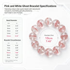 Premium Pink & White Phantom Beaded Bracelet | Hand-Polished Natural Gemstone Jewelry for Inner Peace & Clarity