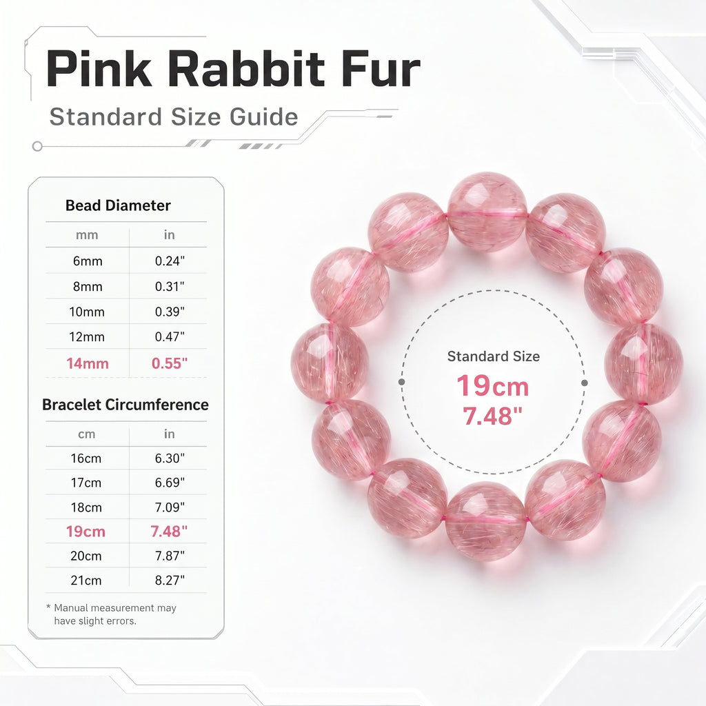 Premium Pink Rabbit Hair Quartz Beaded Bracelet | Hand-Polished Natural Gemstone Jewelry for Softness & Grace