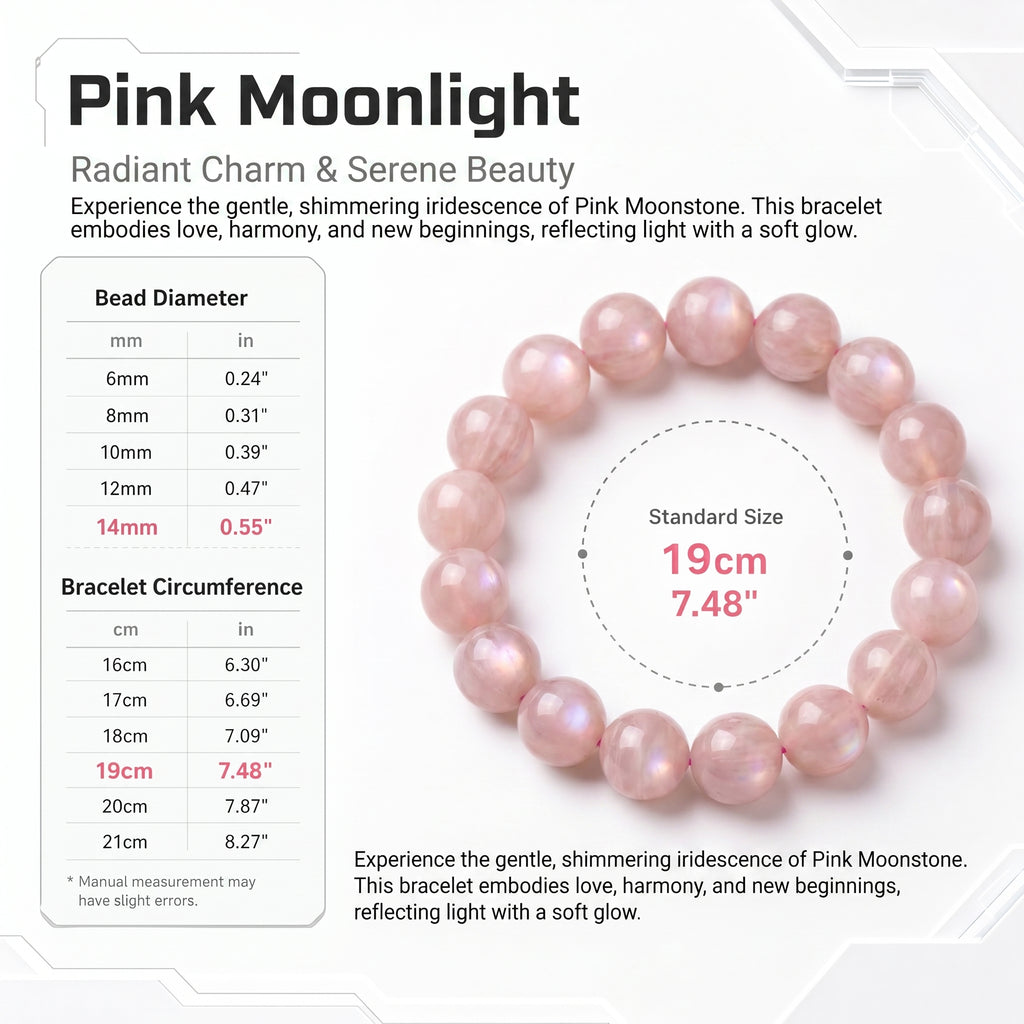 Premium Peach Moonstone Beaded Bracelet | Hand-Polished Natural Gemstone Jewelry for Inner Peace & Grace