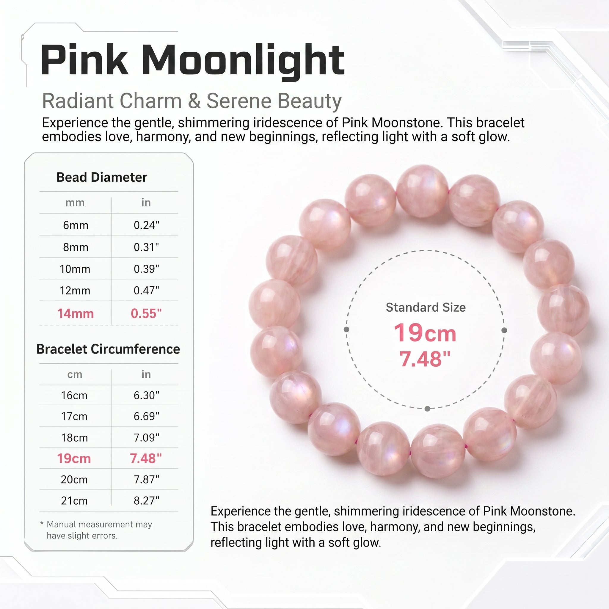 Premium Peach Moonstone Beaded Bracelet | Hand-Polished Natural Gemstone Jewelry for Inner Peace & Grace