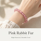 Premium Pink Rabbit Hair Quartz Beaded Bracelet | Hand-Polished Natural Gemstone Jewelry for Softness & Grace