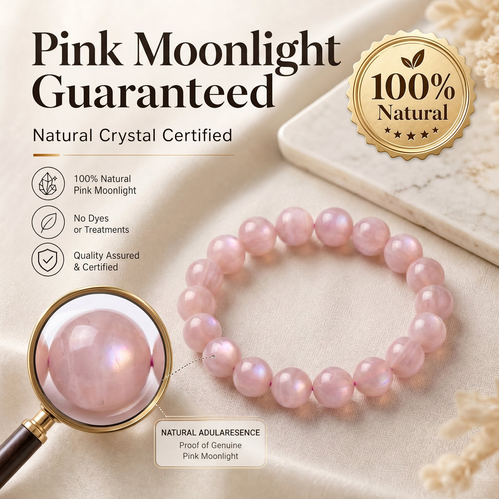 Premium Peach Moonstone Beaded Bracelet | Hand-Polished Natural Gemstone Jewelry for Inner Peace & Grace
