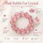 Premium Pink Rabbit Hair Quartz Beaded Bracelet | Hand-Polished Natural Gemstone Jewelry for Softness & Grace