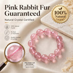 Premium Pink Rabbit Hair Quartz Beaded Bracelet | Hand-Polished Natural Gemstone Jewelry for Softness & Grace