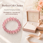 Premium Pink Rabbit Hair Quartz Beaded Bracelet | Hand-Polished Natural Gemstone Jewelry for Softness & Grace
