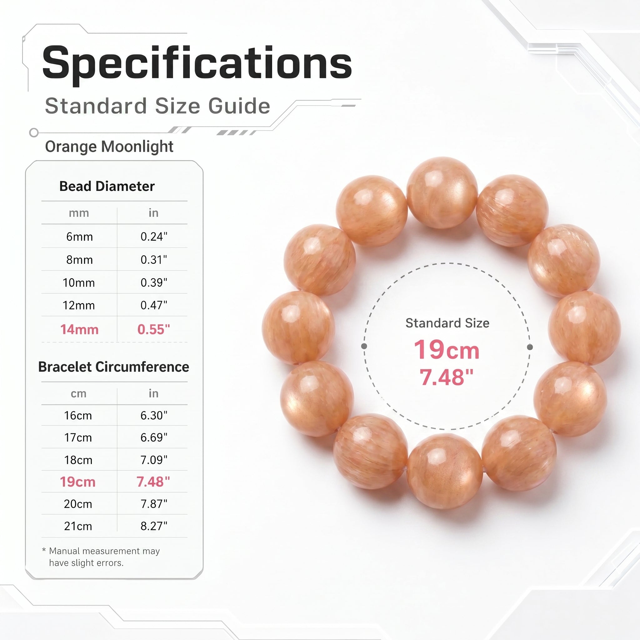 Premium Orange Moonstone Beaded Bracelet | Hand-Polished Natural Gemstone Jewelry for Inner Peace & Radiance