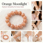 Premium Orange Moonstone Beaded Bracelet | Hand-Polished Natural Gemstone Jewelry for Inner Peace & Radiance