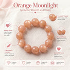 Premium Orange Moonstone Beaded Bracelet | Hand-Polished Natural Gemstone Jewelry for Inner Peace & Radiance