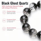 Premium Black Phantom Quartz Beaded Bracelet | Hand-Polished Natural Crystal Jewelry for Clarity & Protection