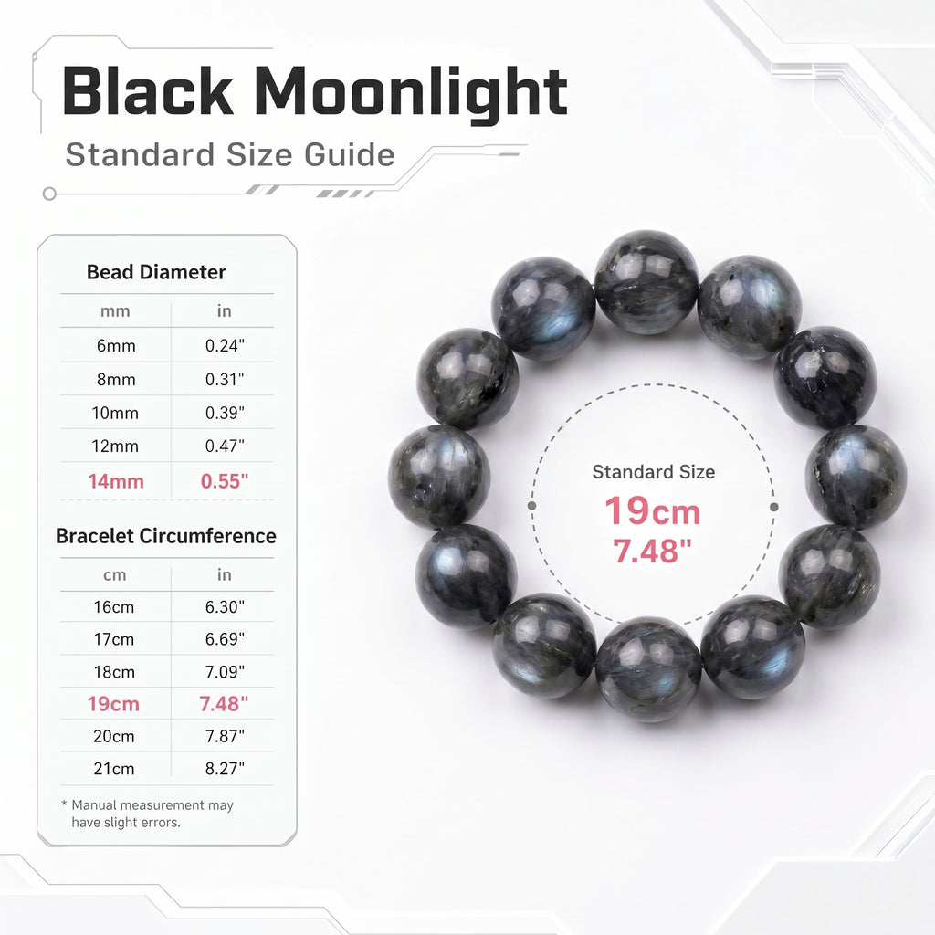 Premium Black Moonstone Beaded Bracelet | Hand-Polished Natural Gemstone Jewelry for Protection & Intuition