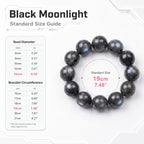 Premium Black Moonstone Beaded Bracelet | Hand-Polished Natural Gemstone Jewelry for Protection & Intuition
