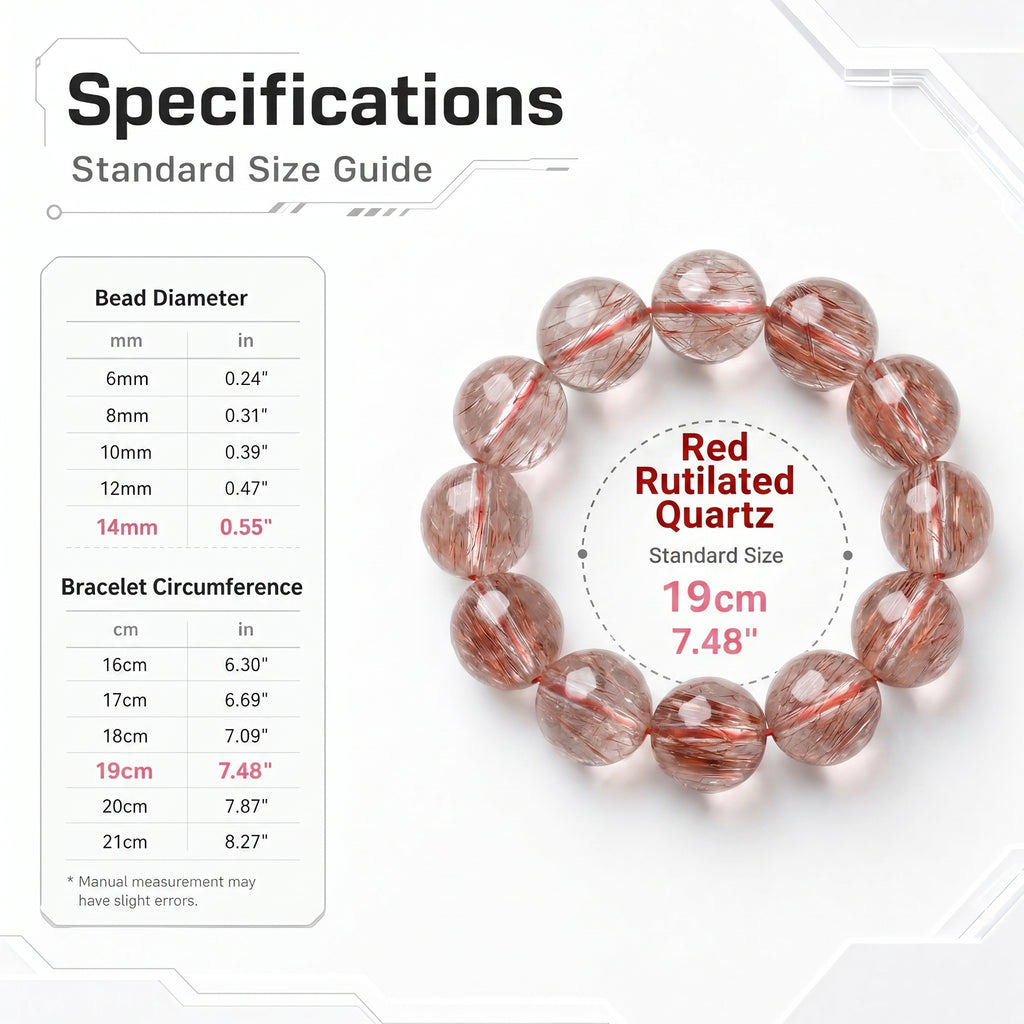 Premium Red Rutilated Quartz Beaded Bracelet | Hand-Polished Natural Gemstone Jewelry for Power & Prosperity