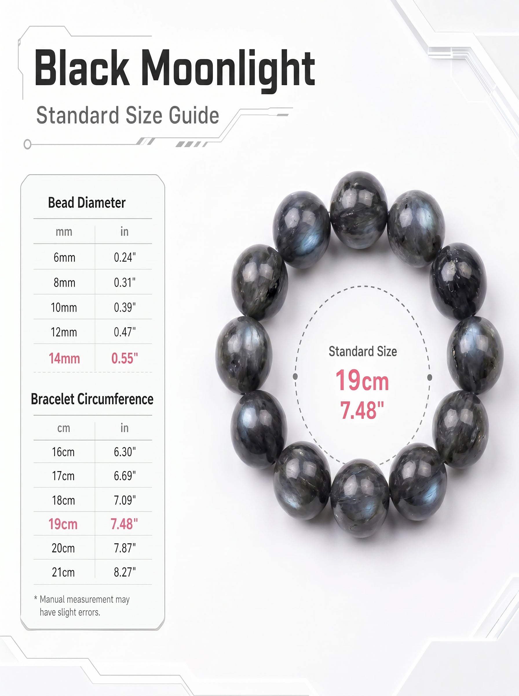 Premium Black Moonstone Beaded Bracelet | Hand-Polished Natural Gemstone Jewelry for Protection & Intuition