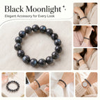 Premium Black Moonstone Beaded Bracelet | Hand-Polished Natural Gemstone Jewelry for Protection & Intuition