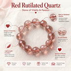 Premium Red Rutilated Quartz Beaded Bracelet | Hand-Polished Natural Gemstone Jewelry for Power & Prosperity