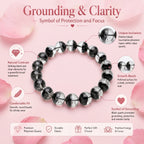 Premium Black Phantom Quartz Beaded Bracelet | Hand-Polished Natural Crystal Jewelry for Clarity & Protection