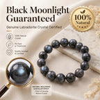 Premium Black Moonstone Beaded Bracelet | Hand-Polished Natural Gemstone Jewelry for Protection & Intuition