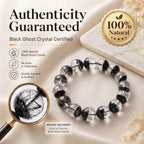 Premium Black Phantom Quartz Beaded Bracelet | Hand-Polished Natural Crystal Jewelry for Clarity & Protection