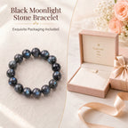 Premium Black Moonstone Beaded Bracelet | Hand-Polished Natural Gemstone Jewelry for Protection & Intuition