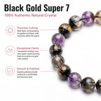 Premium Black Gold Super Seven Beaded Bracelet | Hand-Polished Natural Gemstone Jewelry for Wisdom & Balance