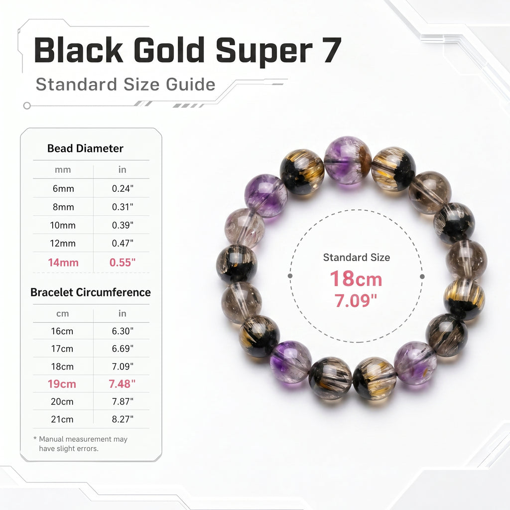 Premium Black Gold Super Seven Beaded Bracelet | Hand-Polished Natural Gemstone Jewelry for Wisdom & Balance
