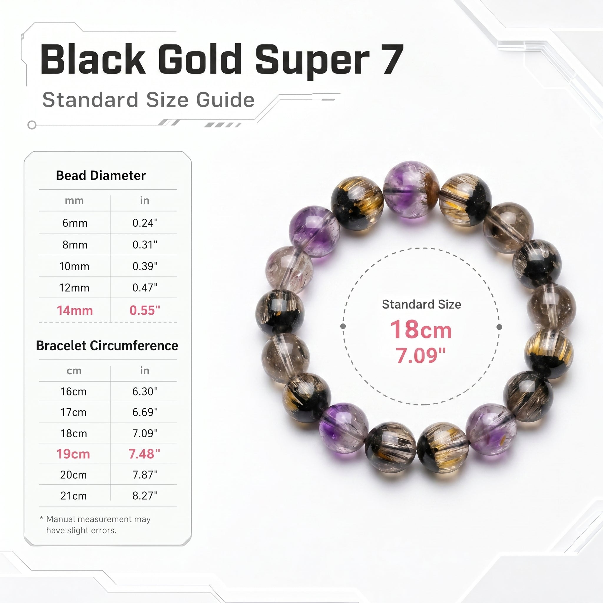 Premium Black Gold Super Seven Beaded Bracelet | Hand-Polished Natural Gemstone Jewelry for Wisdom & Balance