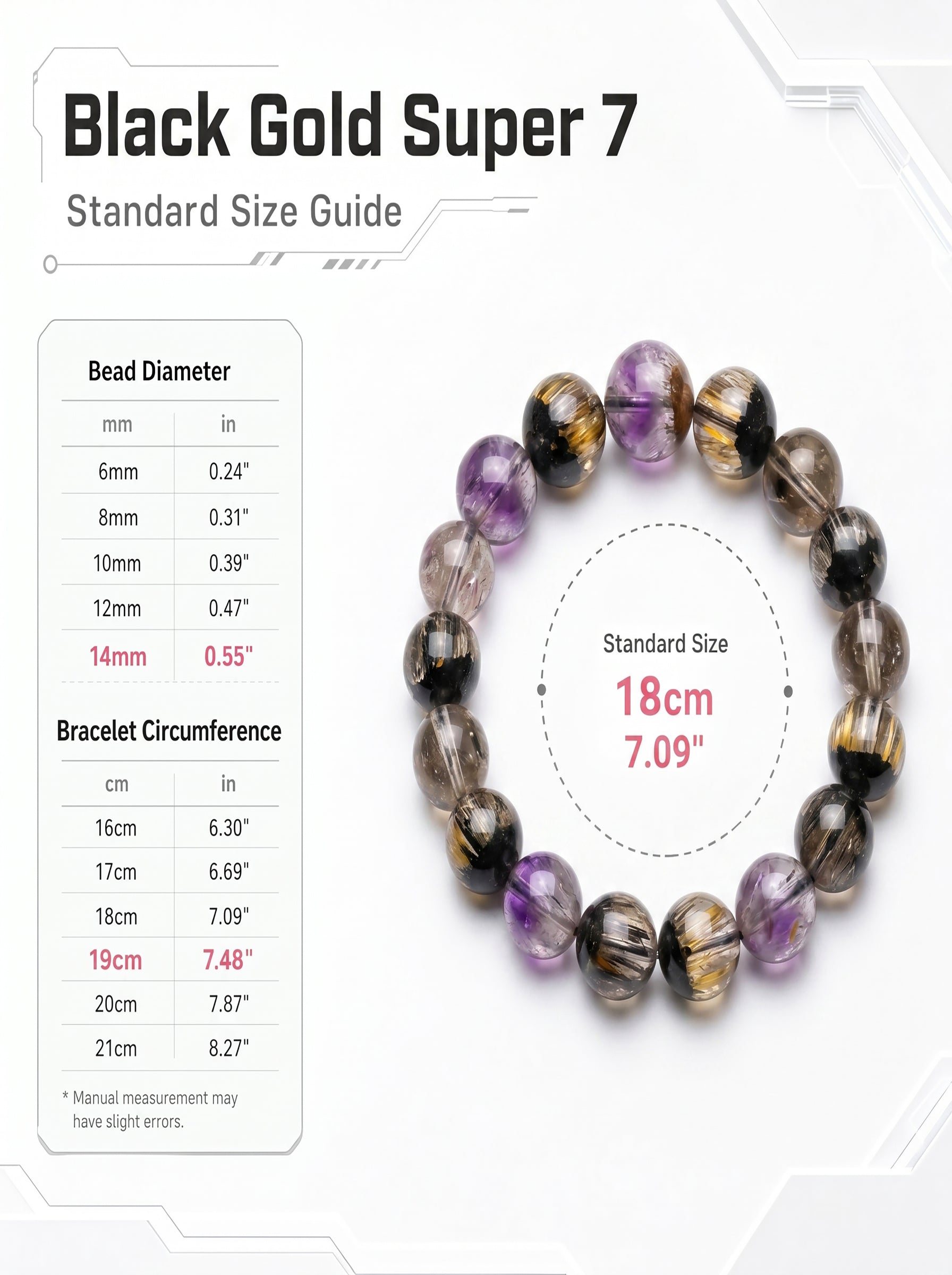 Premium Black Gold Super Seven Beaded Bracelet | Hand-Polished Natural Gemstone Jewelry for Wisdom & Balance