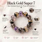 Premium Black Gold Super Seven Beaded Bracelet | Hand-Polished Natural Gemstone Jewelry for Wisdom & Balance