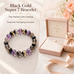 Premium Black Gold Super Seven Beaded Bracelet | Hand-Polished Natural Gemstone Jewelry for Wisdom & Balance