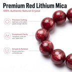 Premium Red Lepidolite Beaded Bracelet | Hand-Polished Natural Gemstone Jewelry for Love & Harmony