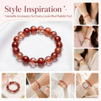 Premium Red Rabbit Hair Quartz Beaded Bracelet | Hand-Polished Natural Gemstone Jewelry for Energy & Radiance