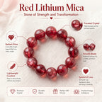 Premium Red Lepidolite Beaded Bracelet | Hand-Polished Natural Gemstone Jewelry for Love & Harmony