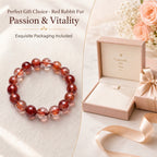 Premium Red Rabbit Hair Quartz Beaded Bracelet | Hand-Polished Natural Gemstone Jewelry for Energy & Radiance