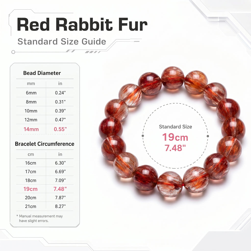 Premium Red Rabbit Hair Quartz Beaded Bracelet | Hand-Polished Natural Gemstone Jewelry for Energy & Radiance