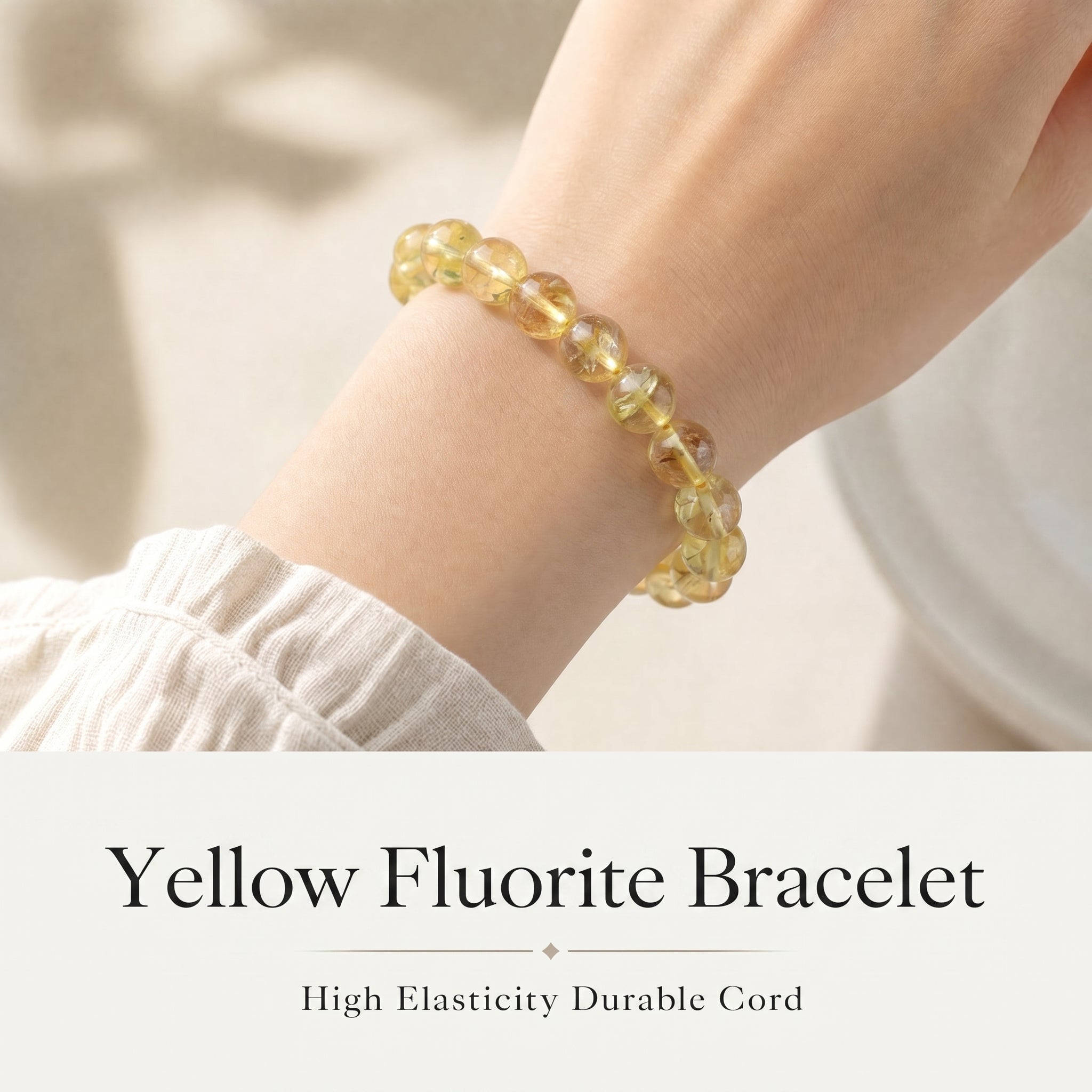 Premium Yellow Fluorite Beaded Bracelet | Hand-Polished Natural Gemstone Jewelry for Abundance & Focus