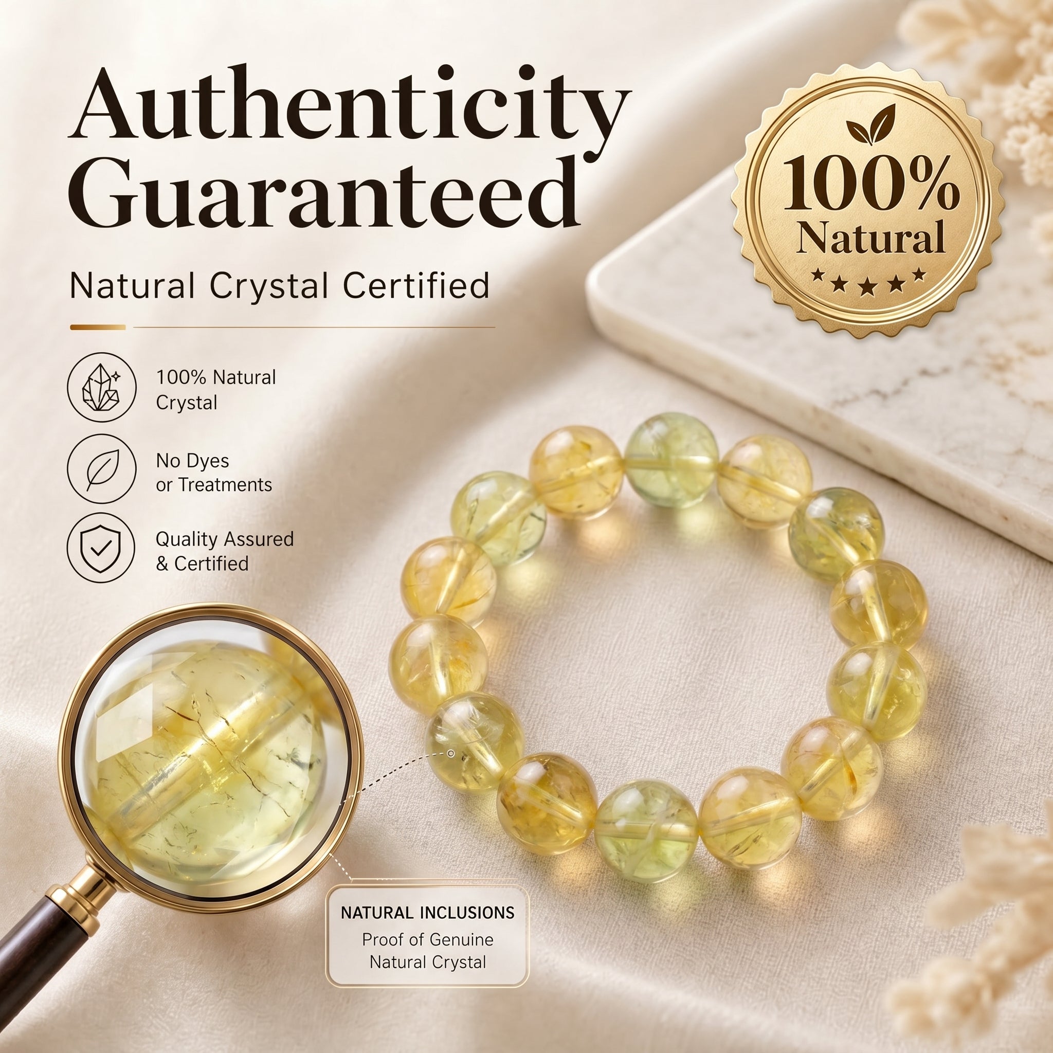 Premium Yellow Fluorite Beaded Bracelet | Hand-Polished Natural Gemstone Jewelry for Abundance & Focus