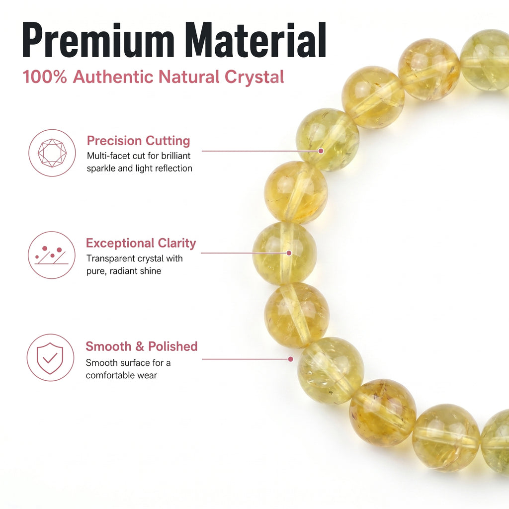Premium Yellow Fluorite Beaded Bracelet | Hand-Polished Natural Gemstone Jewelry for Abundance & Focus