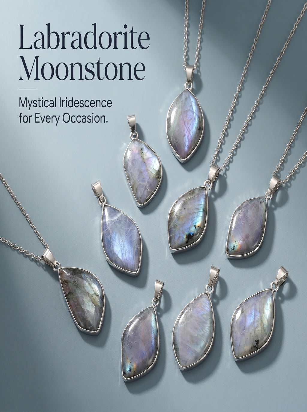 Mystical Labradorite and Moonstone Necklace | The "Stone of Transformation" | Nature-Inspired Leaf Jewelry
