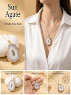 Authentic Electroplated Agate Pendant | The "Stone of Balance" | Unique Artisan Jewelry for Chic Living