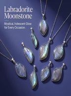 Natural Labradorite & Moonstone Leaf Pendant: The Stone of Transformation — Kailash Vein