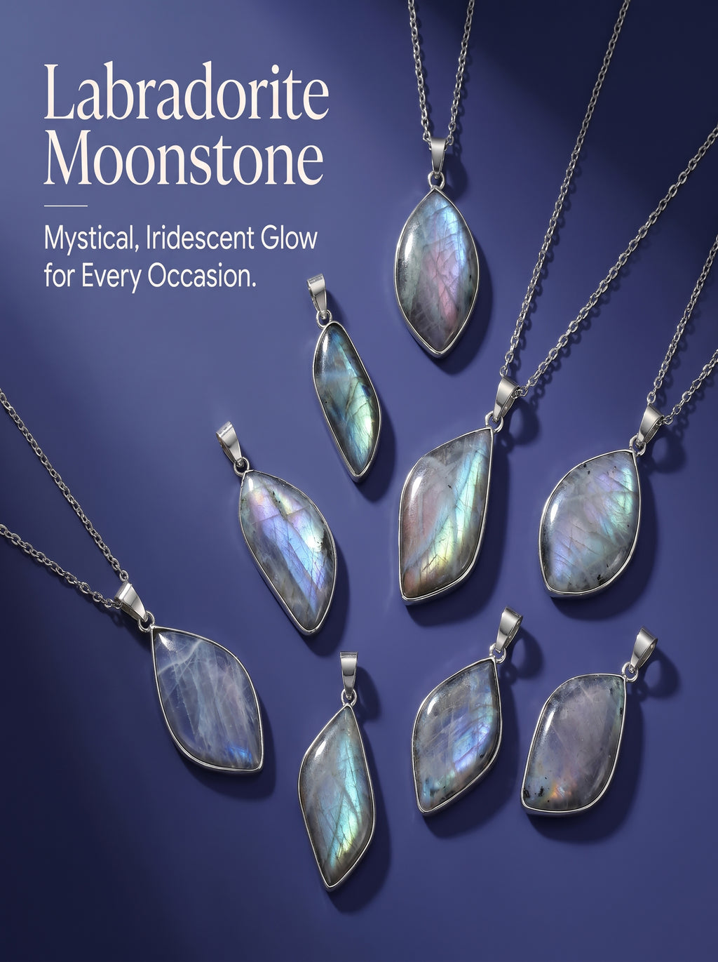 Mystical Labradorite and Moonstone Necklace | The "Stone of Transformation" | Nature-Inspired Leaf Jewelry