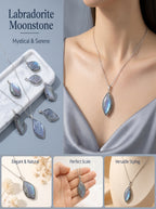 Mystical Labradorite and Moonstone Necklace | The "Stone of Transformation" | Nature-Inspired Leaf Jewelry