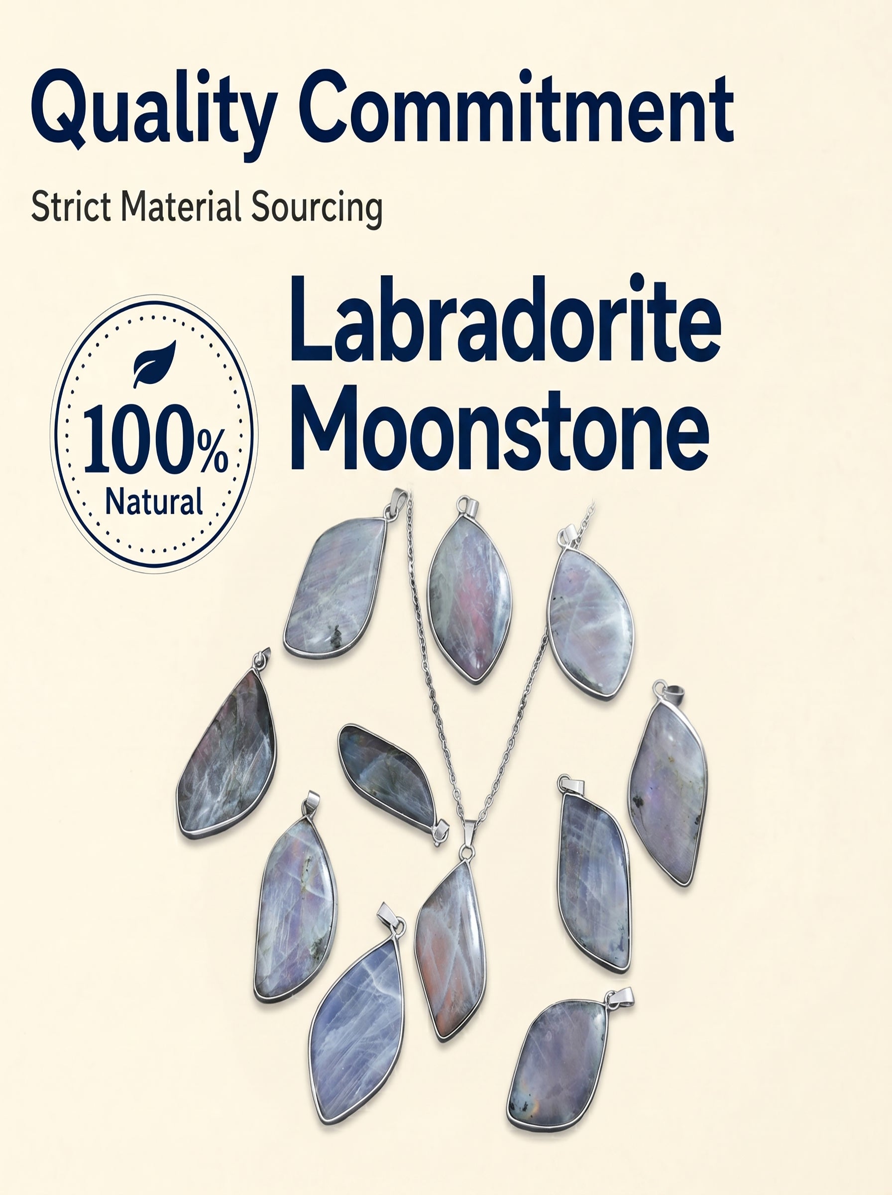 Mystical Labradorite and Moonstone Necklace | The "Stone of Transformation" | Nature-Inspired Leaf Jewelry