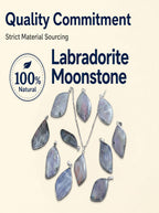 Natural Labradorite & Moonstone Leaf Pendant: The Stone of Transformation — Kailash Vein
