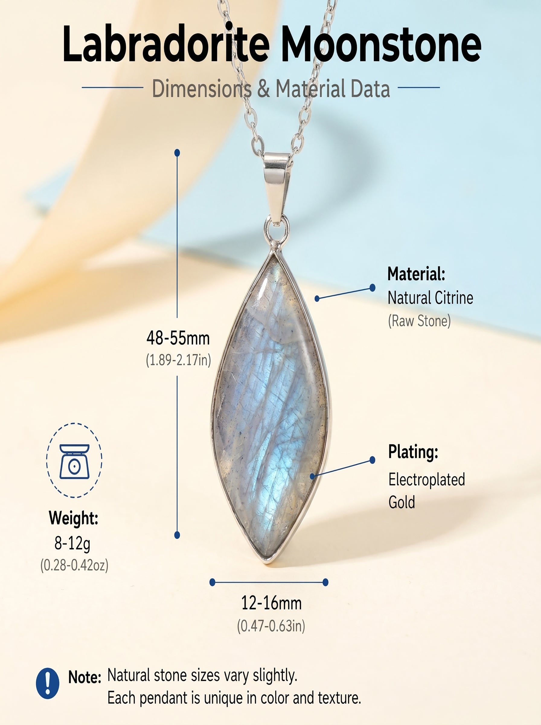 Mystical Labradorite and Moonstone Necklace | The "Stone of Transformation" | Nature-Inspired Leaf Jewelry
