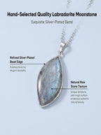 Natural Labradorite & Moonstone Leaf Pendant: The Stone of Transformation — Kailash Vein