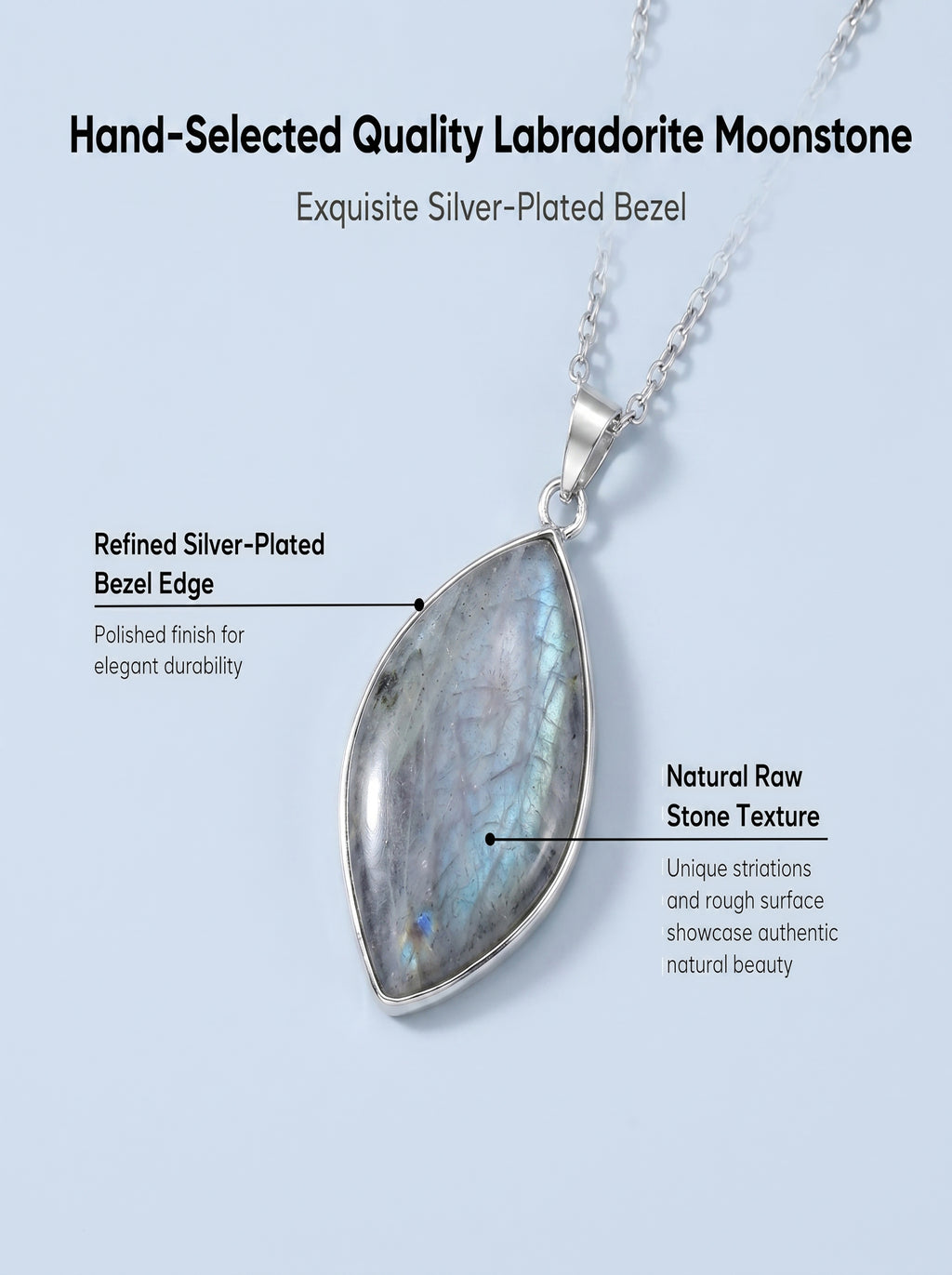 Mystical Labradorite and Moonstone Necklace | The "Stone of Transformation" | Nature-Inspired Leaf Jewelry