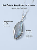 Mystical Labradorite and Moonstone Necklace | The "Stone of Transformation" | Nature-Inspired Leaf Jewelry